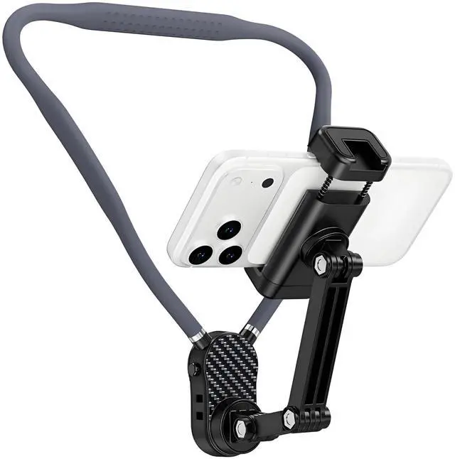 Main image of Clip Neck Phone Holder, POV/Vlog Recording Selfie Hand Free Neck Mount, Cooking/Riding Video Fliming, Anti-Shake Chest Strap, for iPhone Android, 360° Adjustable