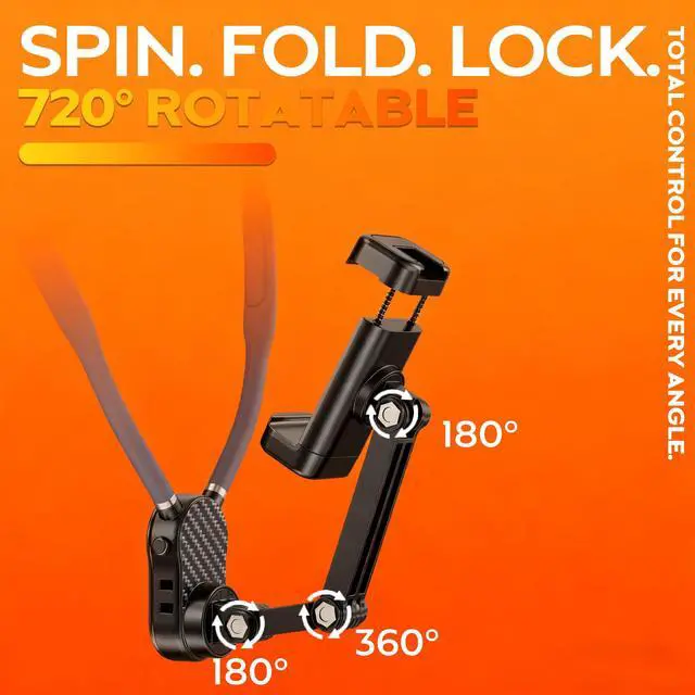 Alt view image 5 of 7 - Clip Neck Phone Holder, POV/Vlog Recording Selfie Hand Free Neck Mount, Cooking/Riding Video Fliming, Anti-Shake Chest Strap, for iPhone Android, 360° Adjustable