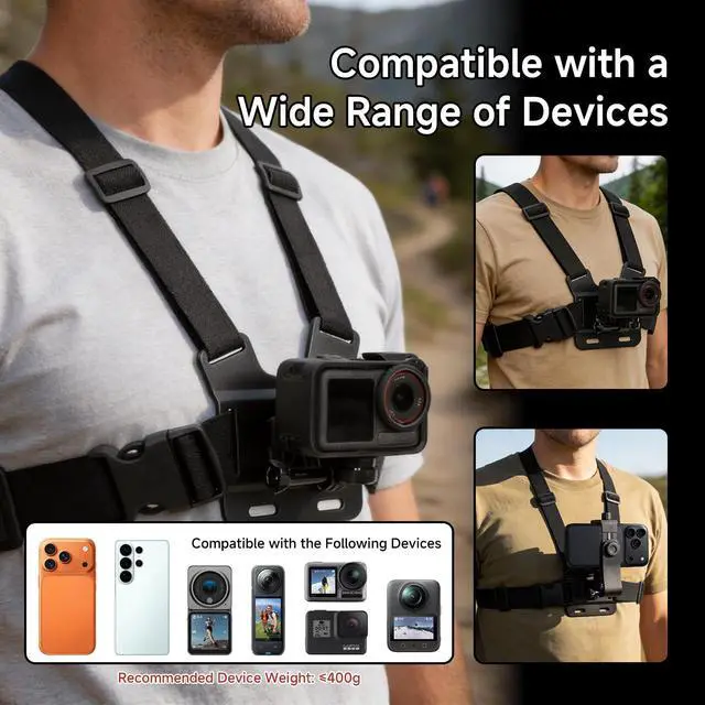 Alt view image 4 of 7 - Mobile Phone Chest & Head Strap Mount Kit for POV VLOG, Hands-Free Body Holder Compatible with iPhone Samsung, GoPro Hero 987654321, DJI Osmo, AKASO, SJCAM, Insta360 Action Cameras
