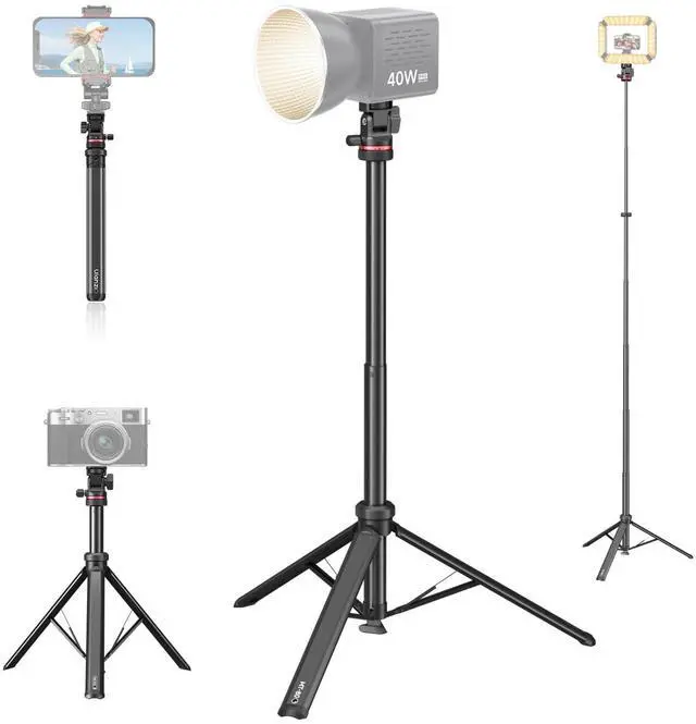 Main image of MT-80 Aluminum Tripod Stand, 7FT Extendable Camera Phone Tripod for Travel, Auto Pop-Up, 1/4" Screw, 360 Ball Head Portable Photo Video Light Stand for DSLR Camera, Ring Light, Video Rig