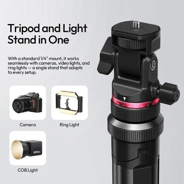 Alt view image 5 of 7 - MT-80 Aluminum Tripod Stand, 7FT Extendable Camera Phone Tripod for Travel, Auto Pop-Up, 1/4" Screw, 360 Ball Head Portable Photo Video Light Stand for DSLR Camera, Ring Light, Video Rig