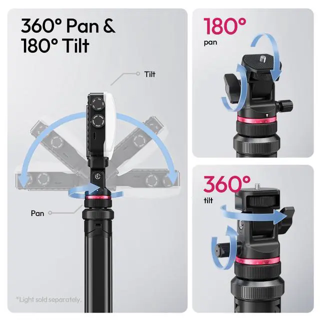 Alt view image 4 of 7 - MT-80 Aluminum Tripod Stand, 7FT Extendable Camera Phone Tripod for Travel, Auto Pop-Up, 1/4" Screw, 360 Ball Head Portable Photo Video Light Stand for DSLR Camera, Ring Light, Video Rig