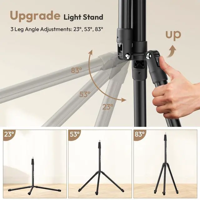 Alt view image 3 of 7 - T270 Light Stand - 8.8FT/270cm Adjustable Photography Light Stand Tripod, Aluminum Portable Studio Lighting Stand for Softbox, LED Video Light, Reflector, Strobe, Photo Video Photography