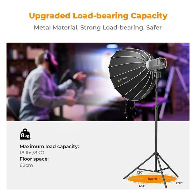 Alt view image 5 of 7 - Light Stand for Photography, 9.1ft/2.8M Portable Extendable Photo Video Tripod Stand, Heavy Duty Light Stand Lighting Tripod with 1/4" Screw for Strobe Light/Webcams/Cameras/Softbox