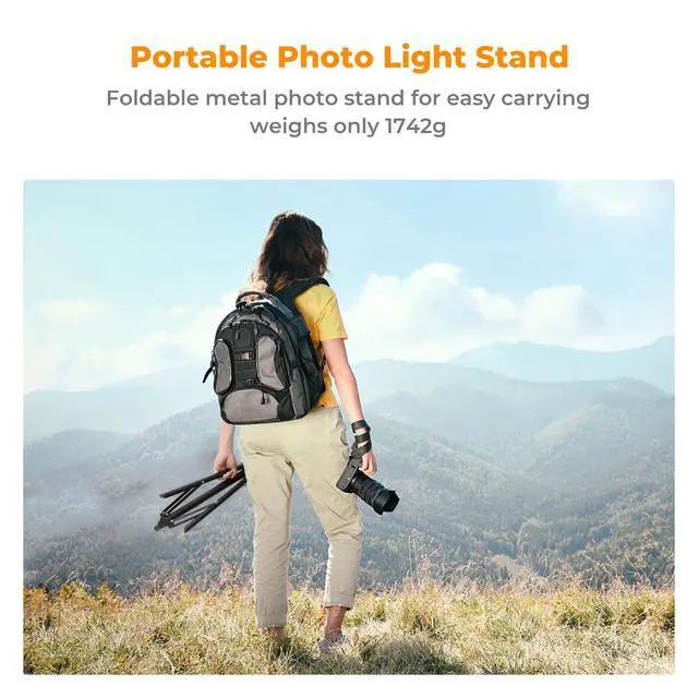 Alt view image 6 of 7 - Light Stand for Photography, 9.1ft/2.8M Portable Extendable Photo Video Tripod Stand, Heavy Duty Light Stand Lighting Tripod with 1/4" Screw for Strobe Light/Webcams/Cameras/Softbox