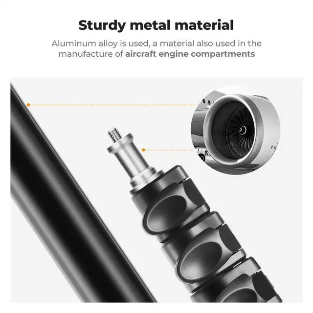 Alt view image 4 of 7 - Extendable Photography Stand, Adjustable 6.56ft/78.7"/2M Aluminum Tripod with 1/4" Screw, Reversible Portable Studio Lighting Tripod for Strobe Light/Webcams/Cameras with Bag(1-Pack