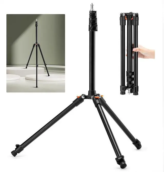 Main image of Extendable Photography Stand, Adjustable 6.56ft/78.7"/2M Aluminum Tripod with 1/4" Screw, Reversible Portable Studio Lighting Tripod for Strobe Light/Webcams/Cameras with Bag(1-Pack
