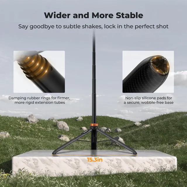Alt view image 6 of 7 - MS24 Selfie Stick Tripod, 69" Extendable Light Stand with 1/4" Screw and Remote, Camera Phone Stand Mini Tripod Compatible with DJI OSMO 360 Pocket 4/3, iPhone 17, Action Camera.
