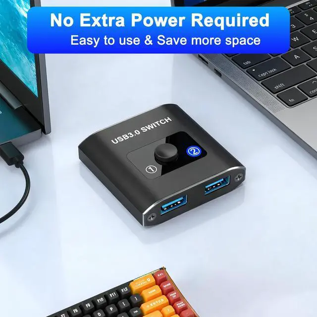 Alt view image 7 of 7 - USB 3.0 Switch, Bi-Directional USB Switch 1 in 2 Out/ 2 in 1 Out, Aluminum USB Switcher 2 Computers Share USB Devices for Printer, Keyboard, Scanner, Mouse - Compatible with Mac/Win/Linux