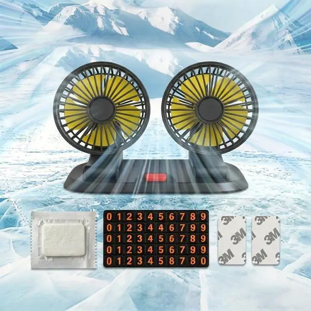 Alt view image 5 of 7 - Portable Fan For Car,Dual Head Car Fans With 2-Speed And 360° Rotation For Rv,Truck,Golf Cart And More (12 Volts, Car Cigarette Lighter)
