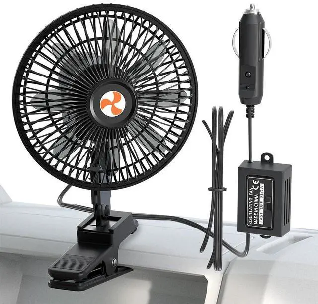 Alt view image 2 of 7 - 12 Volt Oscillating Fan, Portable Car Fan Wide-Bound Cooling Ventilation, Car DC Clip Fan, Truck, RV, Automotive 12v Fan