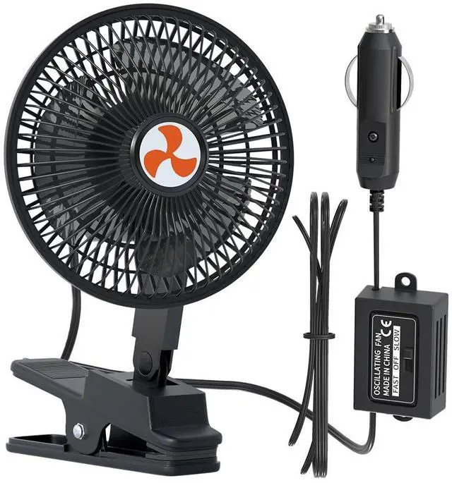 Main image of 12 Volt Oscillating Car Fan, 6" Portable Silent Cooling Air Fan with Clip-on Cigarette Lighter, 360° Rotatable Ventilation, 6FT Cord for Trucks, Cars, RVs, Golf Carts