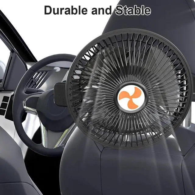 Alt view image 6 of 6 - 12 Volt Oscillating Car Fan, 6" Portable Silent Cooling Air Fan with Clip-on Cigarette Lighter, 360° Rotatable Ventilation, 6FT Cord for Trucks, Cars, RVs, Golf Carts