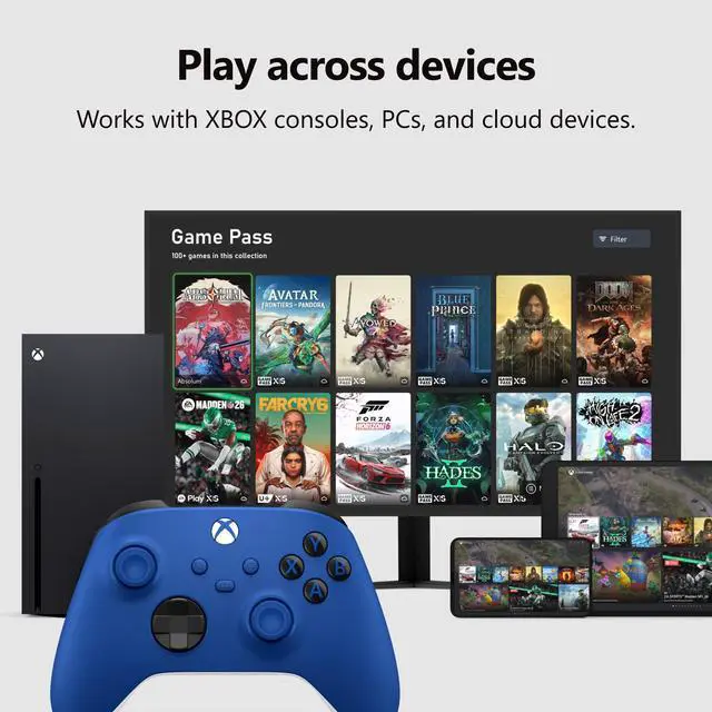Alt view image 6 of 7 - Wireless Gaming Controller | Shock Blue | Console, PC, & Cloud Devices | Textured Grip | Wireless, Bluetooth, USB-C Connectivity