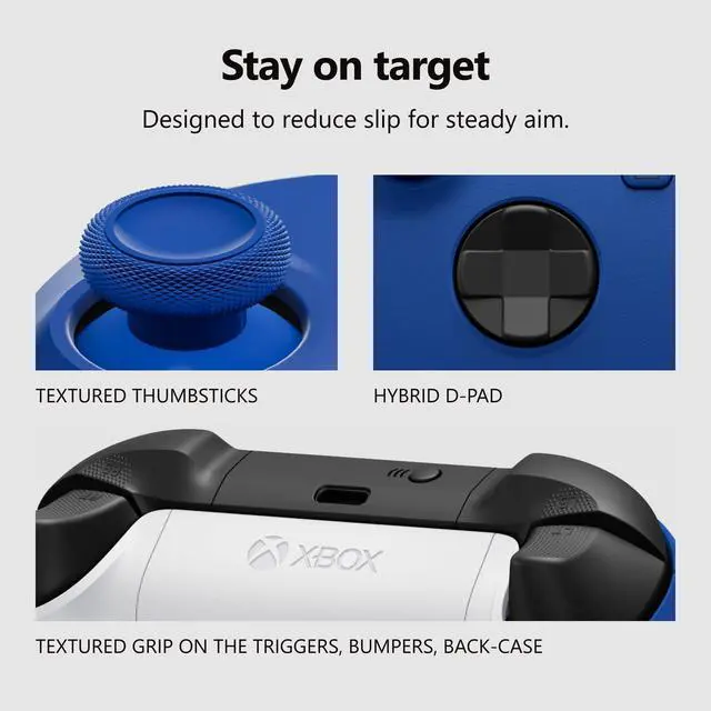 Alt view image 3 of 7 - Wireless Gaming Controller | Shock Blue | Console, PC, & Cloud Devices | Textured Grip | Wireless, Bluetooth, USB-C Connectivity