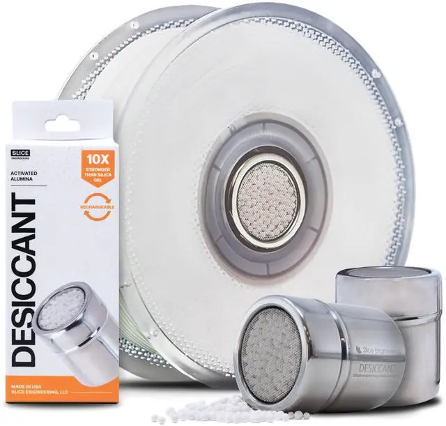 Main image of Filament Drying Desiccant (2 Pack) by Slice Engineering | 10X More Powerful Than Silica Gel | Infinitely Rechargeable | Prevent Wet Filament | Fits Perfectly Inside Spools | Made in The USA