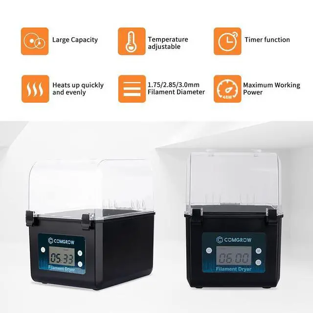 Alt view image 3 of 7 - Filament Dryer, Upgraded Filament Dry Box, Large-Capacity 3D Filament Dehydrator for 2KG Filament, Compatible with 1.75mm, 2.85mm Filament and PLA PETG TPU ABS Material