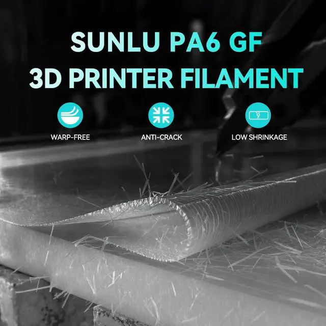 Alt view image 6 of 7 - PA6-GF Glass Fiber Nylon Filament 1.75mm - 25% Glass Fiber Reinforced, High Temp & Corrosion Resistant Engineering Filament, ±0.02mm Accuracy,1KG Spool (Black)