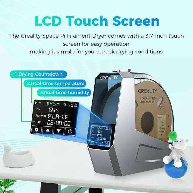 Alt view image 3 of 7 - Official Filament Dryer, Space Pi Filament Dryer, 360° Fast Heating 3D Printer Filament Dry Box, Filament Storage with 110W PTC Heater LCD Touch Screen One-Key Set