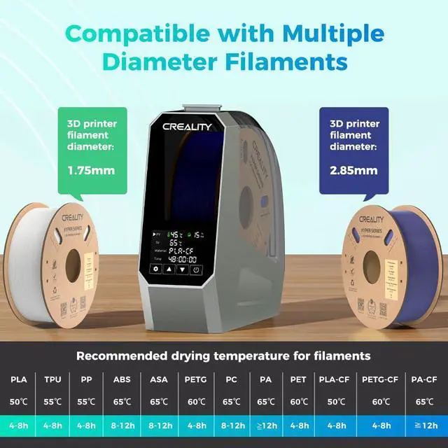 Alt view image 6 of 7 - Official Filament Dryer, Space Pi Filament Dryer, 360° Fast Heating 3D Printer Filament Dry Box, Filament Storage with 110W PTC Heater LCD Touch Screen One-Key Set