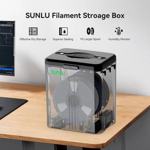 Alt view image 2 of 7 - Filament Storage Box - 2 Spool Filament Dry Box for 3D Printer Filament Sealing and Protection, SP2 Dryer Box with PTFE Tube, Compatible with PLA, PETG, ABS, TPU, PA Nylon, PVB 1.75mm 2.85mm