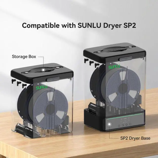 Alt view image 5 of 7 - Filament Storage Box - 2 Spool Filament Dry Box for 3D Printer Filament Sealing and Protection, SP2 Dryer Box with PTFE Tube, Compatible with PLA, PETG, ABS, TPU, PA Nylon, PVB 1.75mm 2.85mm