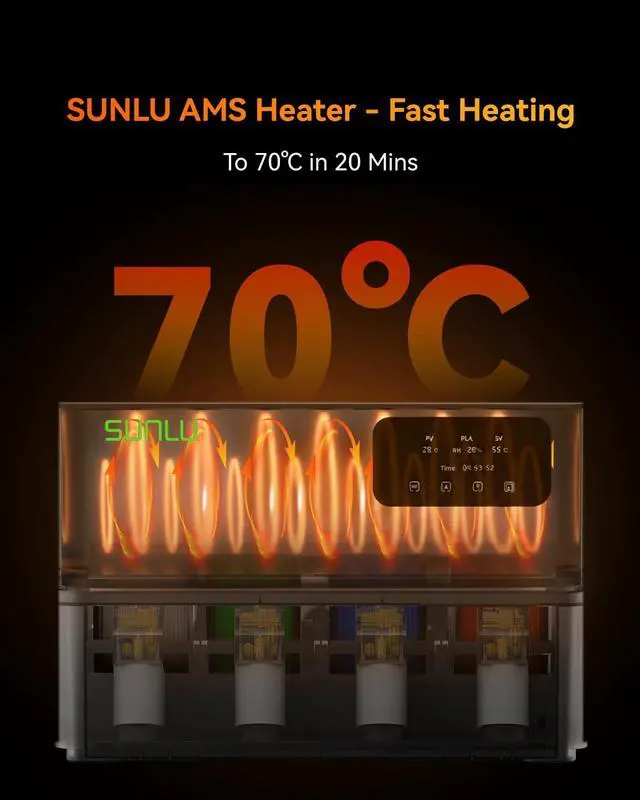 Alt view image 3 of 7 - AMS Heater, Compatible with Bambu Lab AMS Gen 1, Drying While Printing Filament Dryer, 70°C Efficient Heating, Simple Installation, Smart Humidity Control & 4-Spool Large Capacity