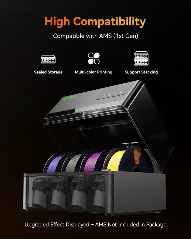 Alt view image 4 of 7 - AMS Heater, Compatible with Bambu Lab AMS Gen 1, Drying While Printing Filament Dryer, 70°C Efficient Heating, Simple Installation, Smart Humidity Control & 4-Spool Large Capacity