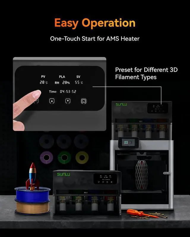 Alt view image 5 of 7 - AMS Heater, Compatible with Bambu Lab AMS Gen 1, Drying While Printing Filament Dryer, 70°C Efficient Heating, Simple Installation, Smart Humidity Control & 4-Spool Large Capacity