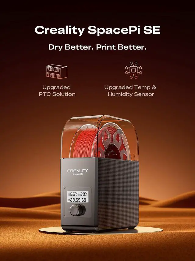 Alt view image 2 of 7 - Filament Dryer Box Pro 2026, SpacePi SE Upgraded 65° PTC Heating with Fan, Dust & Moisture-Proof Storage, 3D Printer Filament Spool Holder, Dehydrator for 1.75mm/2.85mm PLA PETG ABS TPU