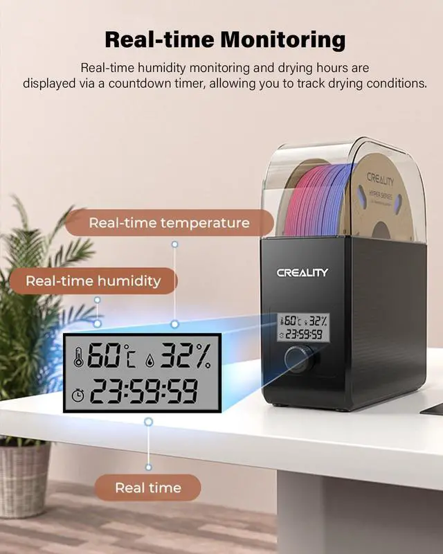 Alt view image 5 of 7 - 2026 New Official Filament Dryer Box Pro 2.0 with Fans, Upgraded 360° Hot-air Circulates Heating, 1KG 3D Printer Filament Dehydrator Dry During Printing for 1.75/2.85mm PLA PETG ABS TPU Nylon