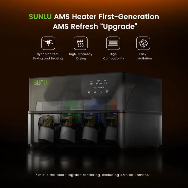 Alt view image 2 of 7 - Sunlu AMS Heater Upgrade for Bambu Lab AMS Gen 1, Active Filament Dryer Attachment, Enables Drying While Printing, Prevents Wet Filament & Clogs, 70 Fast Heating, Easy Install (AMS Not Included)