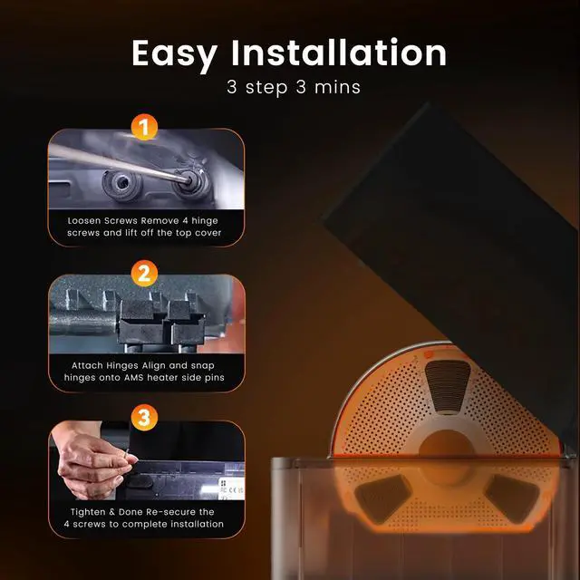 Alt view image 7 of 7 - Sunlu AMS Heater Upgrade for Bambu Lab AMS Gen 1, Active Filament Dryer Attachment, Enables Drying While Printing, Prevents Wet Filament & Clogs, 70 Fast Heating, Easy Install (AMS Not Included)
