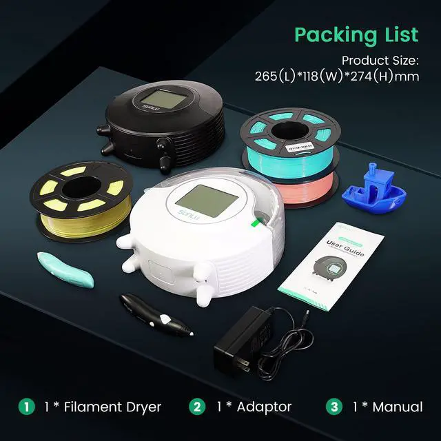 Alt view image 7 of 7 - Official Filament Dryer S2, 70 Max Temperature, Built-in Circulation Fan, 3D Printer Filament Storage Box Filament Dehydrator, Nylon TPU PLA PETG ABS 3D Printer Filament Dryer Box (Black)