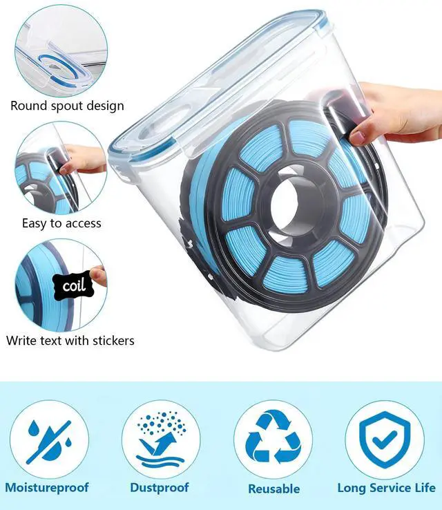 Alt view image 3 of 7 - Filament Storage Box - 6 Pack Filament Storage Container for 3D Printing Filaments, Portable Filament Storage with Desiccants and Label Water-Proof Dust-Proof for 1.75mm Filament