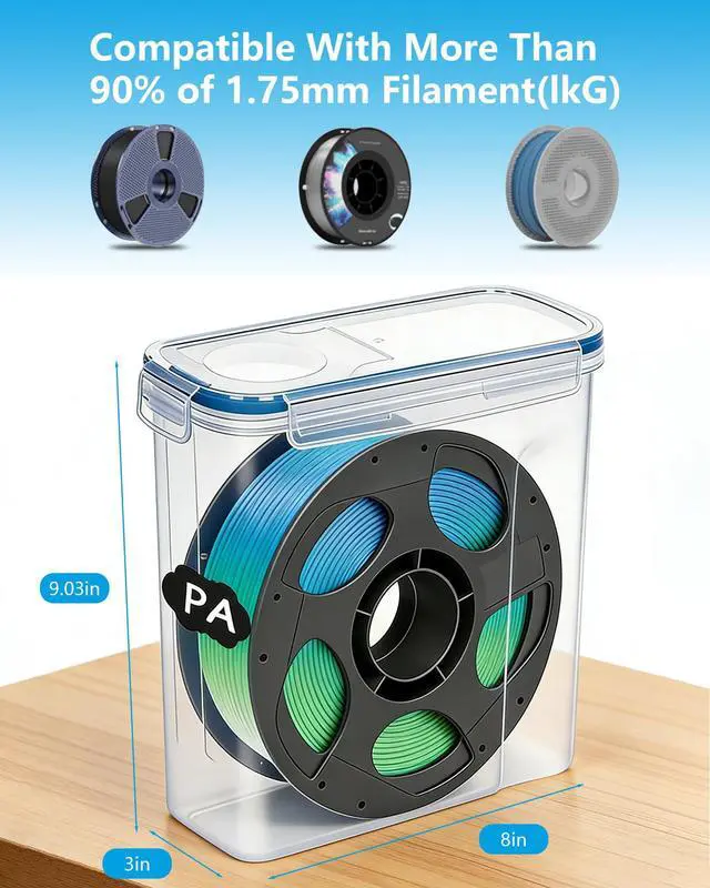Alt view image 4 of 7 - Filament Storage Box - 6 Pack Filament Storage Container for 3D Printing Filaments, Portable Filament Storage with Desiccants and Label Water-Proof Dust-Proof for 1.75mm Filament