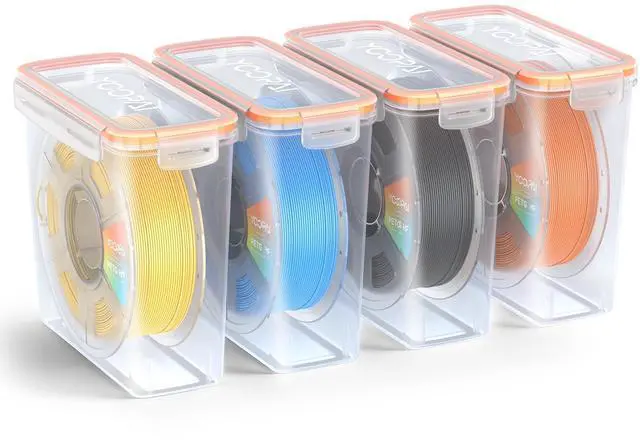 Main image of Pro Filament Storage Box Precision-Fit Airtight Container for Single 1KG Spools, Flat-Lid Design for Stable Stacking, Premium Desiccant Moisture Control, 3D Printer Filament Storage 4 Pack