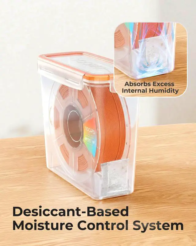 Alt view image 5 of 7 - Pro Filament Storage Box Precision-Fit Airtight Container for Single 1KG Spools, Flat-Lid Design for Stable Stacking, Premium Desiccant Moisture Control, 3D Printer Filament Storage 4 Pack