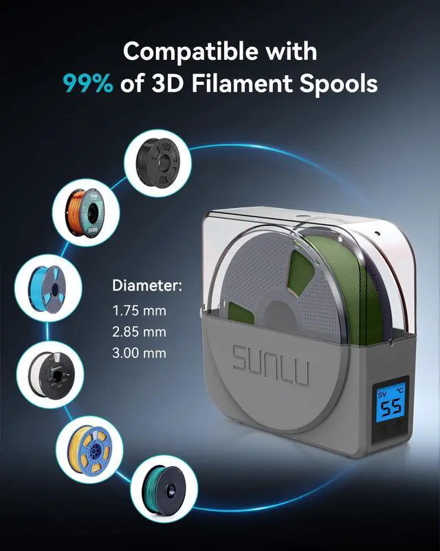 Alt view image 5 of 7 - Official Filament Dryer S1 Plus, Built-in Circulation Fan, Filament Dryer Box Storage Box for 3D Printer Filament 1.75 2.85 3.00, S1 Plus Grey