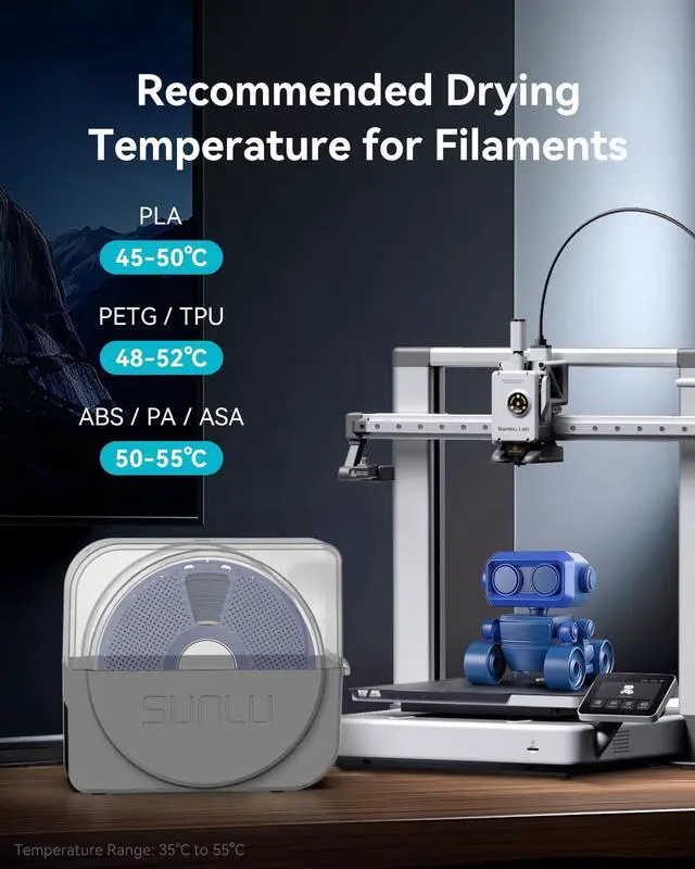 Alt view image 6 of 7 - Official Filament Dryer S1 Plus, Built-in Circulation Fan, Filament Dryer Box Storage Box for 3D Printer Filament 1.75 2.85 3.00, S1 Plus Grey
