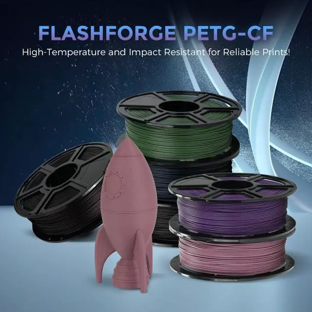 Alt view image 2 of 7 - Carbon Fiber PETG Filament 1.75mm Black, Reinforced 3D Printer Filament 1kg, Lightweight & High-Strength PETG-CF Filament, Strong & Easy to Print