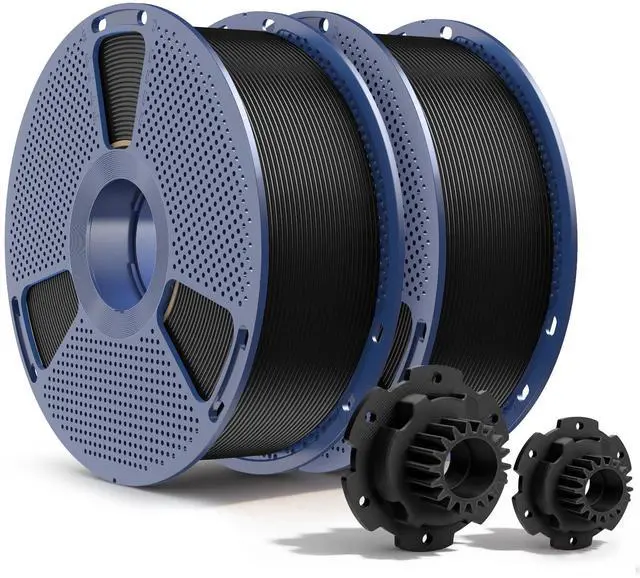 Main image of PETG Filament 2KG, High Strength PETG 3D Printer Filament 1.75mm, Dimensional Accuracy +/- 0.02mm, 1KG Spool(2.2lbs), 2 Pack, Black+Black