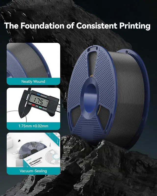 Alt view image 6 of 7 - PETG Filament 2KG, High Strength PETG 3D Printer Filament 1.75mm, Dimensional Accuracy +/- 0.02mm, 1KG Spool(2.2lbs), 2 Pack, Black+Black