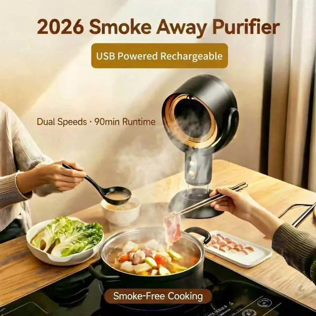 Alt view image 2 of 7 - PuffHide 2026 UpgradeSmoke Away Purifier Fan, Black & Gold Portable USB Rechargeable Tabletop Smoke Extractor, Adjustable Angle Filter for Indoor Smoking, Cooking, Office & Kitchen