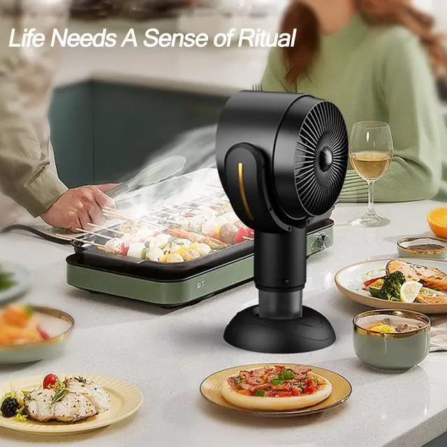 Alt view image 6 of 7 - PuffHide 2026 UpgradeSmoke Away Purifier Fan, Black & Gold Portable USB Rechargeable Tabletop Smoke Extractor, Adjustable Angle Filter for Indoor Smoking, Cooking, Office & Kitchen