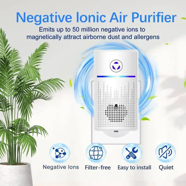 Alt view image 2 of 7 - Air Ionizers for Home 4-Pack, Plug-in Air Purifier Ozone-Free & Filterless, Eliminates Pet Odors from Litter Box, Kitchen, Whisper-Quiet Portable Design for Home Bedroom Office