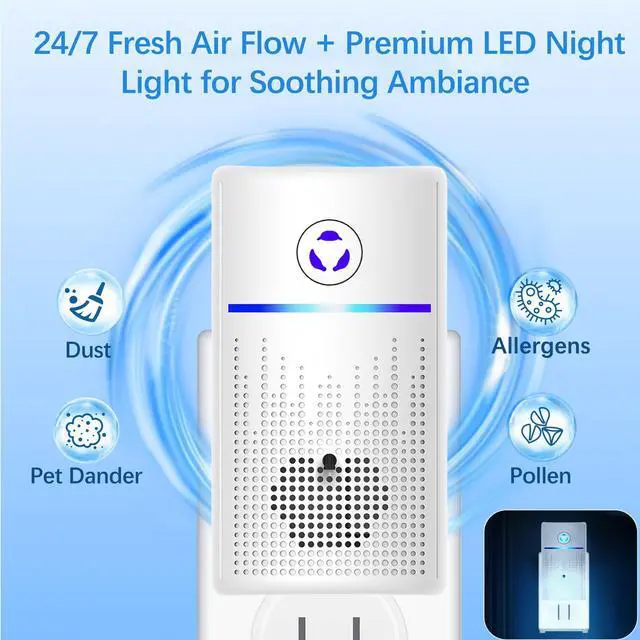 Alt view image 3 of 7 - Air Ionizers for Home 4-Pack, Plug-in Air Purifier Ozone-Free & Filterless, Eliminates Pet Odors from Litter Box, Kitchen, Whisper-Quiet Portable Design for Home Bedroom Office