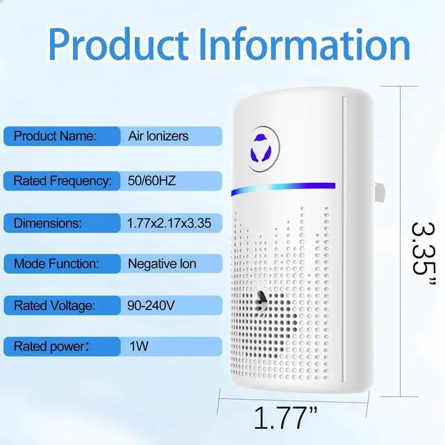 Alt view image 7 of 7 - Air Ionizers for Home 4-Pack, Plug-in Air Purifier Ozone-Free & Filterless, Eliminates Pet Odors from Litter Box, Kitchen, Whisper-Quiet Portable Design for Home Bedroom Office