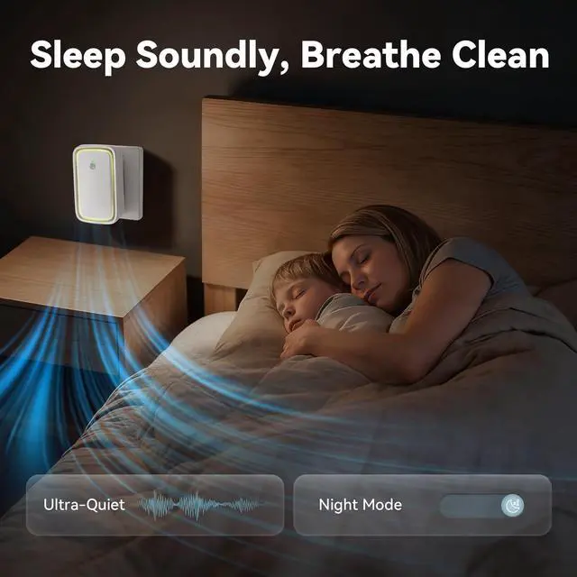Alt view image 6 of 7 - Air Purifiers Plug In 6 Pack, Negative Ion Air Ionizers with 3 Adjustable Modes for Home, Family, Bedroom, Kitchen, Compact Air Odor Eliminator for Pet Dander, Dust, Smoke, Small Ionic Air Purifier