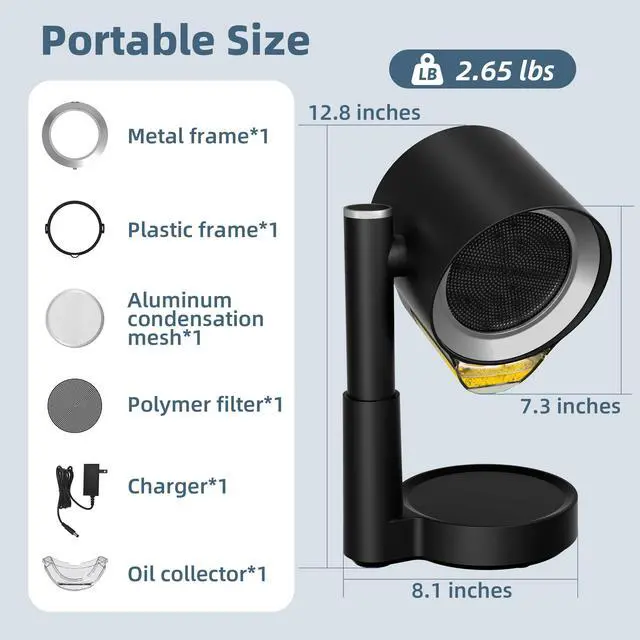 Alt view image 2 of 7 - Portable Range Hood: Kitchen Countertop Cooking Exhaust Fan Quiet Smoke Removal - 3-Speed Suction Height & Angle Adjustable Design Dual-layer Filter- Plug-in for Apartments RV BBQ Hot Pot